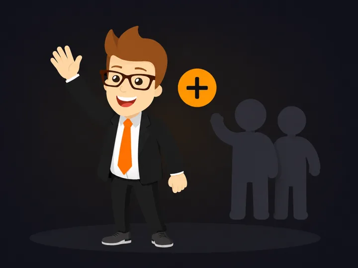 A senior specialist waving as he joins a team
